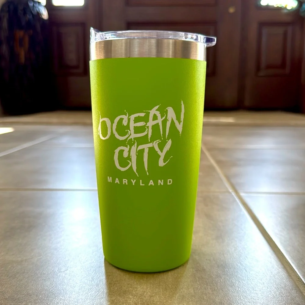 Ocean City, Maryland Stainless Steel 20 oz. Lime Green Insulated Tumbler